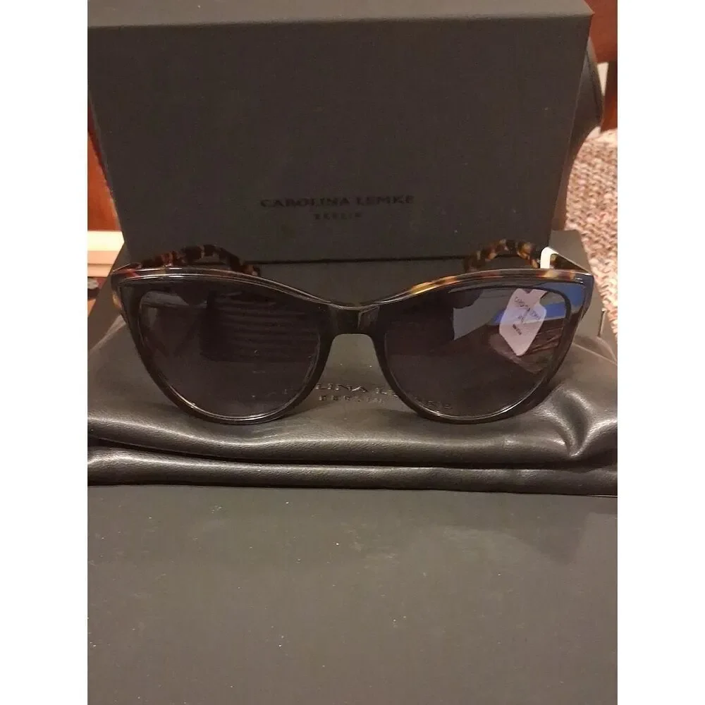Carolina Lemke Lilo Cat Eye Sunglasses With Leather Case, Cloth, And Box New